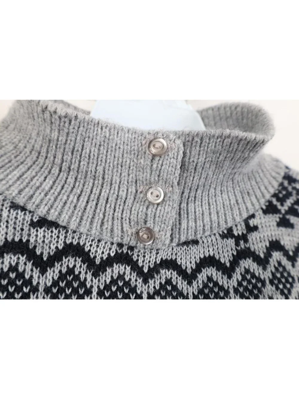 Vintage 90s Streetwear Womens Large Fair Isle Knit Henley Sweater USA Acrylic - Picture 4 of 11
